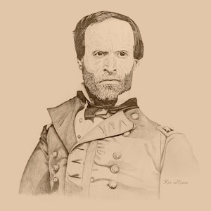 Fine art print of original hand-drawn, graphite portrait of William T. Sherman