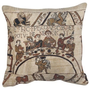 Bayeux Tapestry Cushion Cover: Belgian Woven Cotton Pillow Case (17x17 Inch)