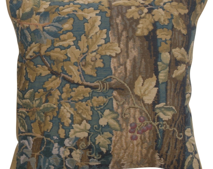 Wawel Timberland Leaves Belgian Tapestry Cushion Cover - 17x17 inch Gobelin Jacquard Sofa Pillow Case
