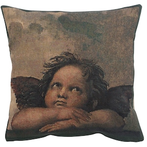 Angels by Raphael Tapestry Cushion Cover: Belgian Woven Pillow (17x17 inch)