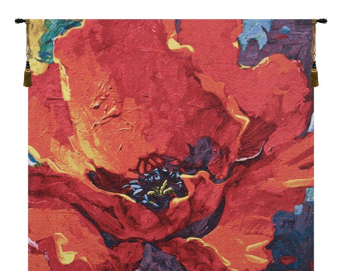 Simon Bull 'Desiree' Floral Wall Tapestry: Woven Belgian Decor (36x36 inch)