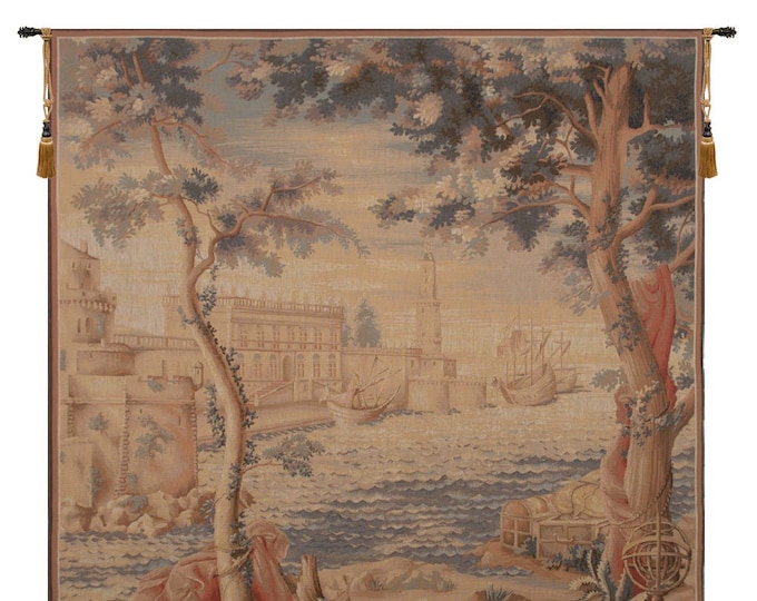 Coastal European Tapestry: Woven French Jacquard Wall Art (58x58 inch)