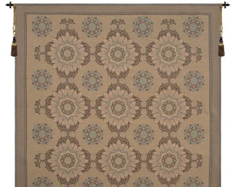 Circa European Wall Tapestry - Cream Decorative French Wall Hanging - Woven jacquard Wall Tapestry - Decorative Medieval Wall Decor Art