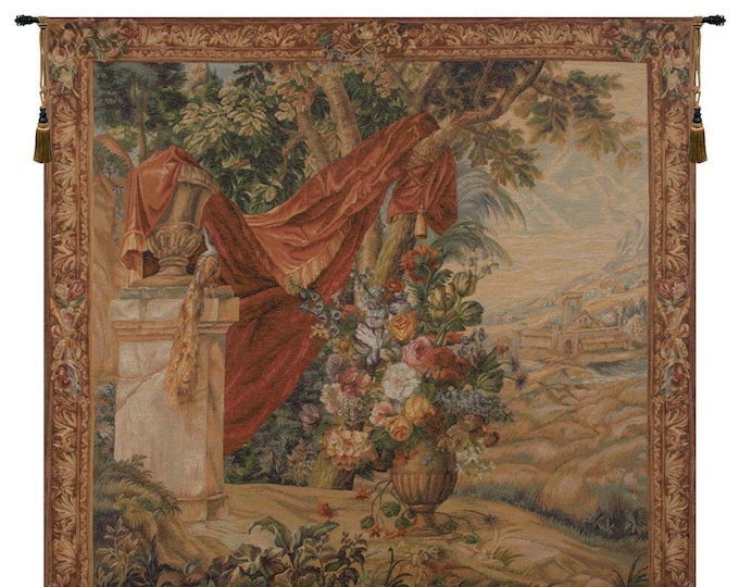 French Tapestry: Bouquet Au Drape, European Wall Art (60x60 inch)
