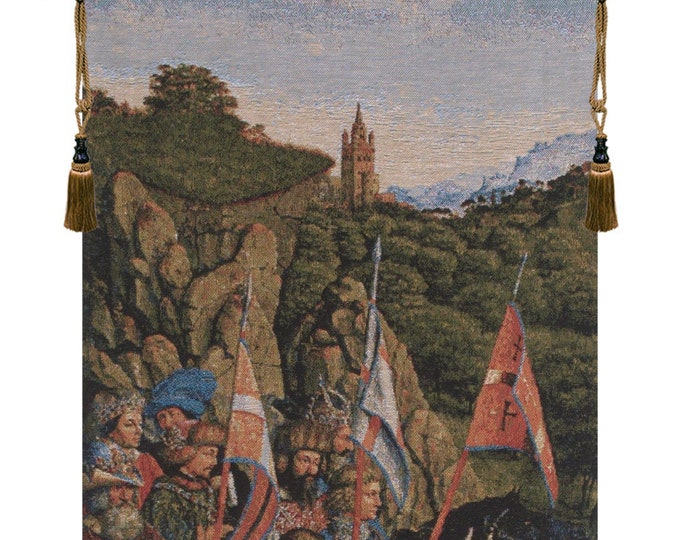 Knights of Christ European Medieval Wall Tapestry - Belgian Woven Jacquard Horse Art Decor Hanging