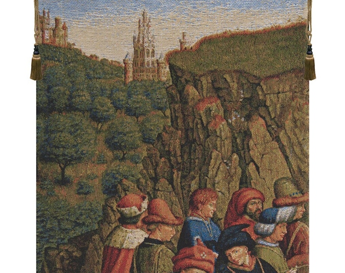 Medieval Just Judges European Jacquard Woven Wall Tapestry - Antique Belgian Decorative Hanging Art Decor