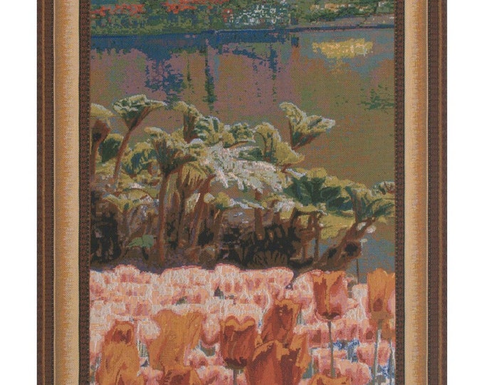 Keukenhof Garden Tapestry Wall Art Decor: Belgian Woven Floral Wall Hanging