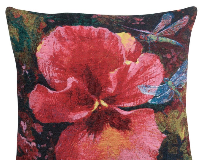 Simon Bull Floral Tapestry Cushion Cover: Belgian Woven Throw Pillow (21x21 inch)