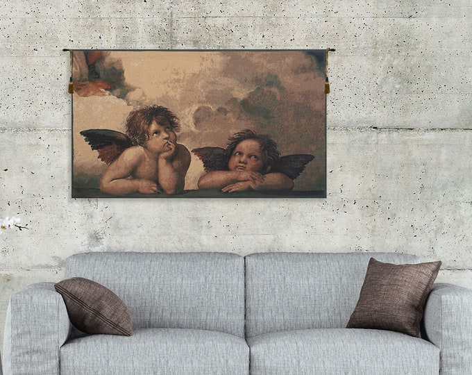 Raffael's Angels European Jacquard Woven Tapestry - Modern Religious Wall Art Home Decor Hanging