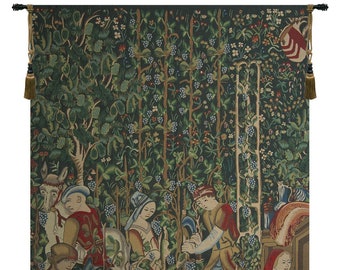 Mille Fleurs European Woven Tapestry - Vintage Wine Makers Floral Wall Hanging for Home Decor