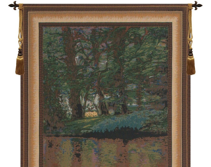 Keukenhof Portiere II Woven European Floral Landscape Tapestry - Modern Red Wall Hanging Art Decor