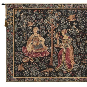 Medieval Gallantry Belgian Jacquard Tapestry Wall Hanging - Lined, Backed, Easy to Hang 17x35  inch