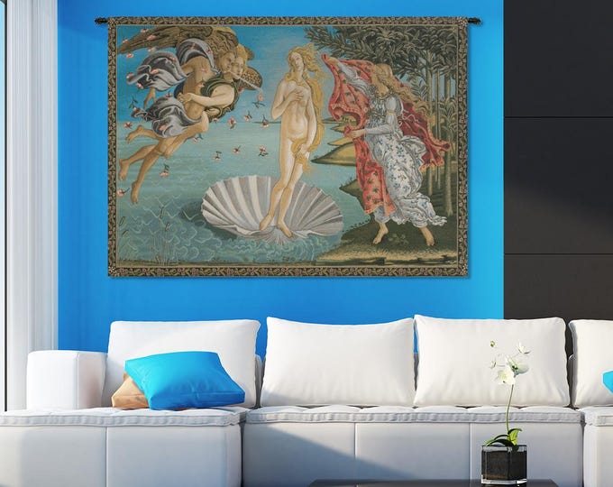 Birth of Venus II European Woven Art Tapestry - Classic Renaissance Botticelli Wall Decor