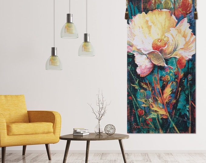 Simon Bull 'In Your Light' Floral Jacquard Tapestry: Elegant Woven Home Decor Art