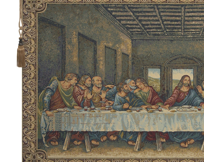 Last Supper Tapestry Wall Hanging: Italian Jacquard Woven Art