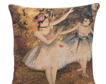 Degas Deux Dansiuses Small Tapestry Cushion Cover -14x14 inch Dancing Girls Sofa Pillow Cover - Gobelin Pillow Cover - Modern Cushion Cover