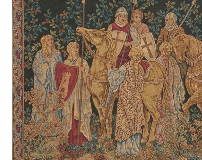 William Morris European Medieval Tapestry - Les Croises I Wall Art Hanging for Bedroom Decor