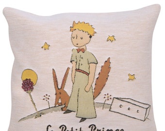 The Little Prince Tapestry Cushion Cover - JACQUARD WOVEN Belgian BELGIUM Pillow Cover- 18x18 inch Decorative Gobelin Throw Pillow Cover