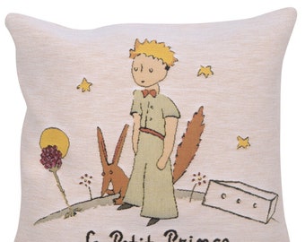 The Little Prince Tapestry Cushion Covers - JACQUARD WOVEN Belgian BELGIUM Pillow Covers- 18x18 Decorative Gobelin Throw Pillow Covers