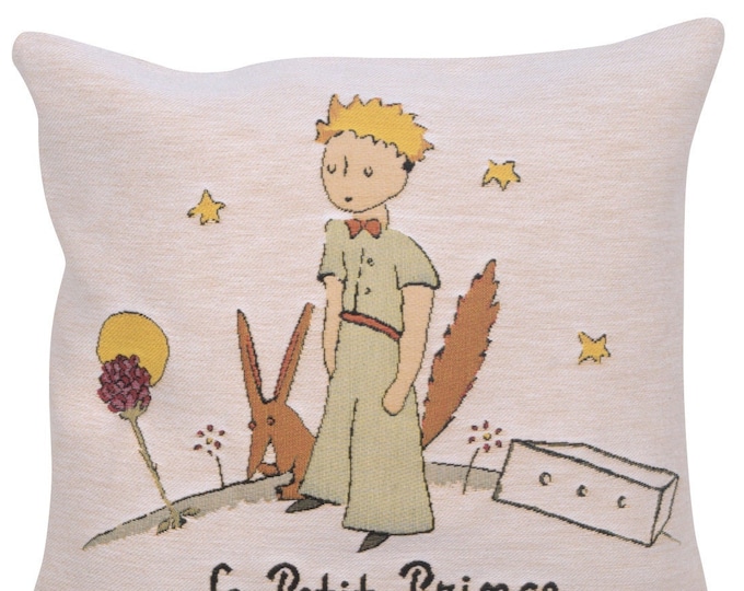 The Little Prince Pillow Cover: Belgian Jacquard Woven Throw Pillow (18x18)