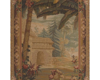 French Woven Jacquard Wall Tapestry: La Recolte des Ananas - Tree of Life