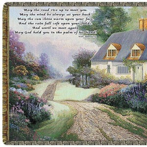 Cottage Path Tapestry Throw: North American Made (52x68 inch)