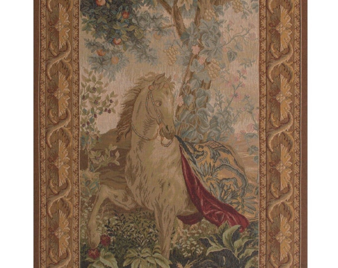 French Woven Horse Tapestry: Le Point Deau Cheval, Wool & Cotton Wall Art