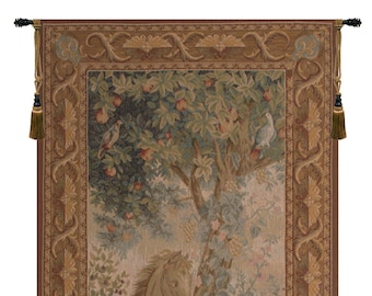 Le Point Deau Cheval  European Wall Tapestry - Animals Lover Woven Wall Hanging - Horse and Tree of Life Wall Tapestry - Decorative Wall Art