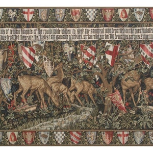 Verdure With Reindeer I European Wall Tapestry - Medieval Woven Wall Decor Art - Jacquard Belgian Wall Tapestry - Decorative Wall Art