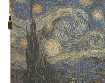 Starry Night II European Wall Tapestry – Vincent Van Gogh Woven Wall Hanging – Artistic Wall Tapestry Woven Decor