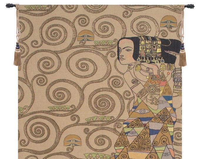 Gustav Klimt 'The Waiting' Jacquard Woven Wall Tapestry