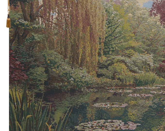 Monet's Garden Tapestry: European Jacquard Woven Wall Hanging