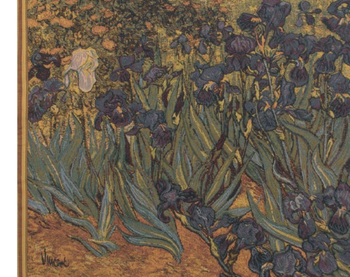 Belgian Woven Van Gogh Iris Wall Tapestry: Floral Art Hanging for Modern Home Decor