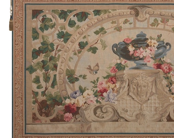 Beauvais Green Leaves Wall Tapestry French Botanical Woven Wall Hanging Vintage Home Decor