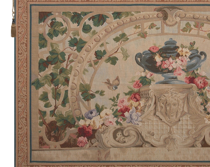 Beauvais Green Leaves Wall Tapestry French Botanical Woven Wall Hanging Vintage Home Decor