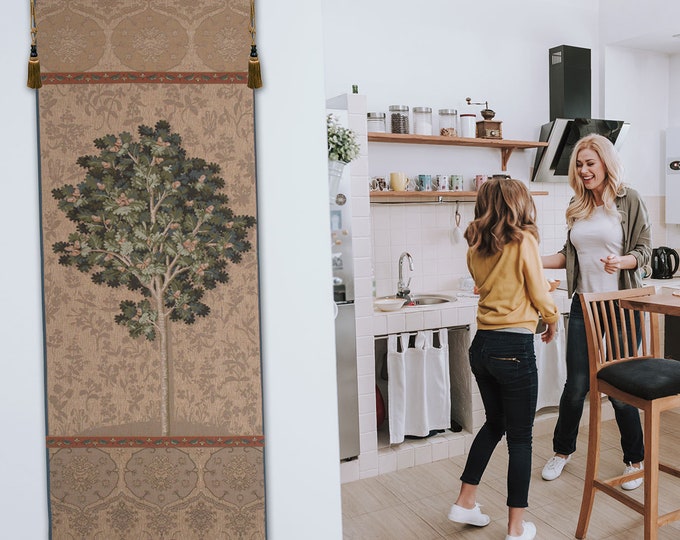 Chene Naturel European Millefleurs Wall Tapestry - Medieval Tree of Life Jacquard Woven Hanging Art