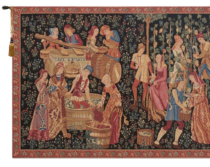 Vintage European Mille-Fleurs Tapestry: Medieval Belgian Wall Art for Housewarming Decor