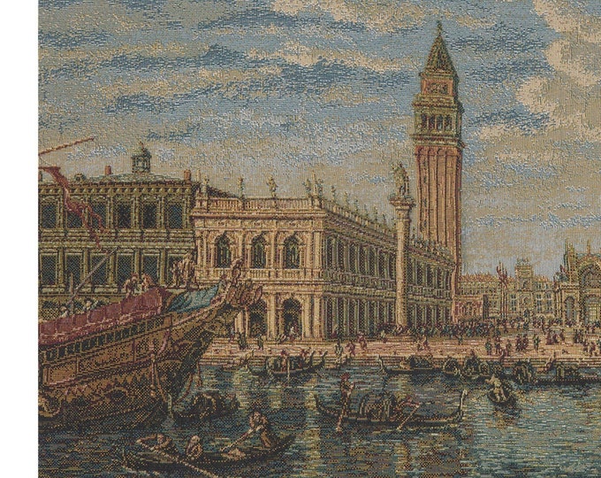 Venice Rialto Bridge Landscape Tapestry - European Woven Wall Art Hanging for Italian-Inspired Decor