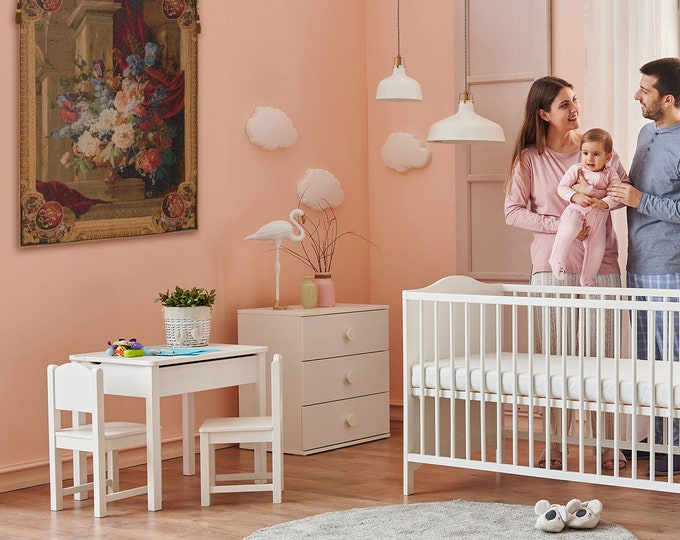 Vintage European Floral Bouquet Horizontal Wall Tapestry - Jacquard Woven Home Decor Art Hanging