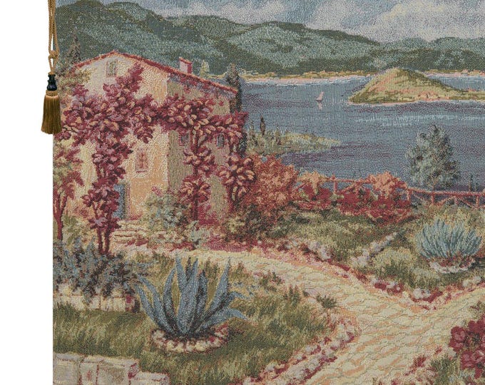 Elegant European Villa Landscape Wall Tapestry - Scenic Art Decor for Home, Living Room, Bedroom