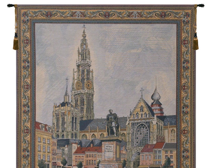 Antwerpen European Medieval Tapestry - Belgian Woven Wall Hanging Art - Colorful Home Decor Gift