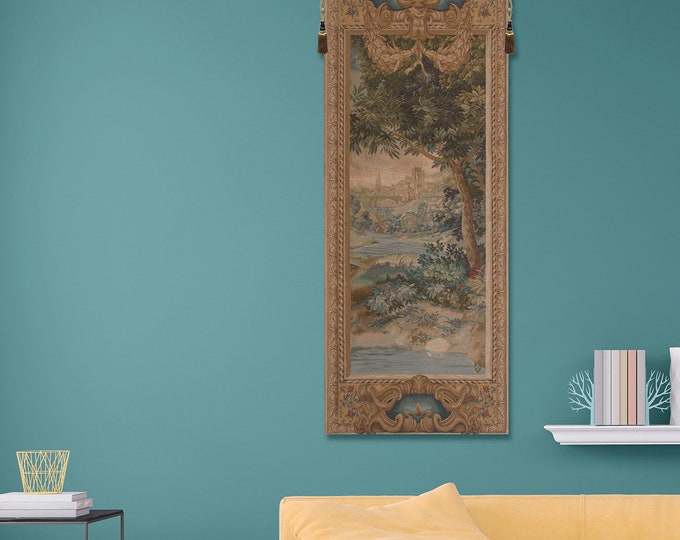 Woven Tree of Life Tapestry: French Medieval Wall Hanging - 74x30