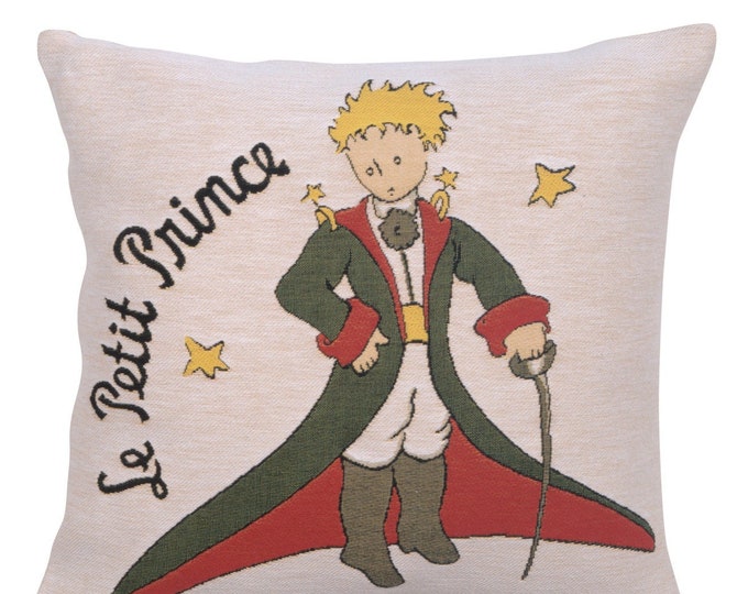 The Little Prince Tapestry Cushion Cover: Belgian Woven Throw Pillow (18x18)