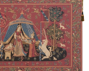 Medieval Lady Unicorn Tapestry Wall Hanging Belgian Woven Art Vintage Home Decor
