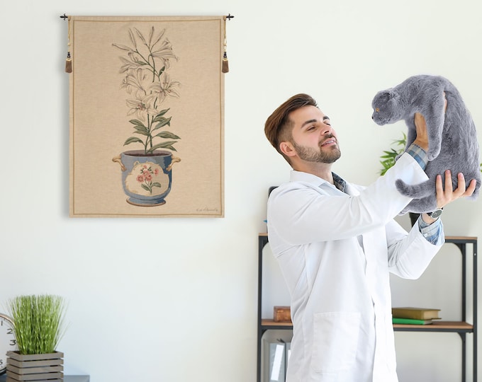 Elegant Lilly European Wall Tapestry: Decorative Floral Jacquard Hanging for Home Decor