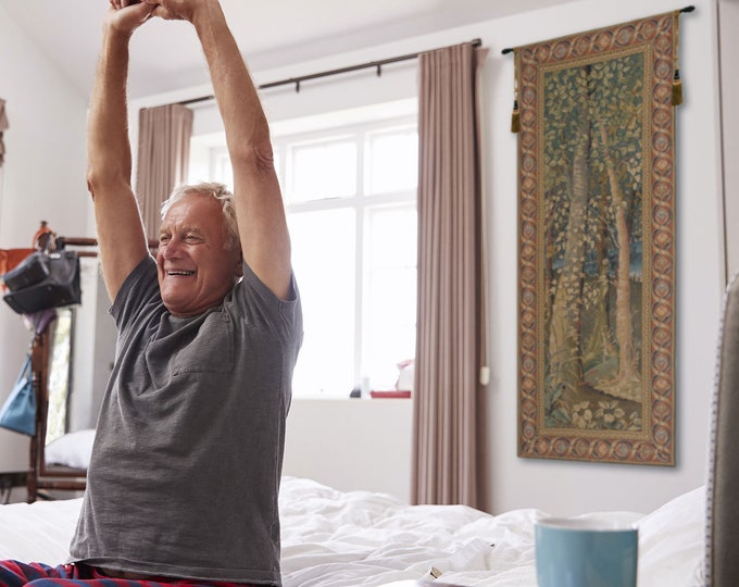 Belgian Jacquard Wall Tapestry: Wooden Hills Scene, 65x26 Inch