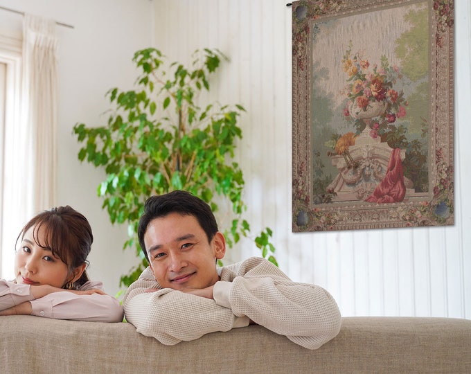 European Floral Bouquet Cornemuse Jacquard Wall Tapestry - Woven Decorative Art Hanging for Home Decor