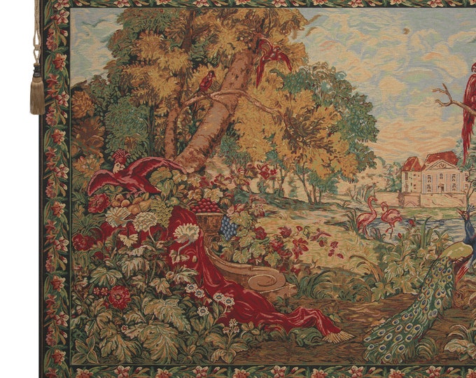 Enchanting European Castle Landscape Tapestry - Elegant Wall Hanging for Home Decor