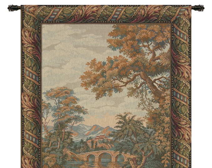 Elegant Swan Lake European Jacquard Wall Tapestry - Vertical Woven Italian Landscape Art Decor Hanging