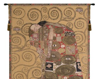 Accomplissement by Klimt II Wall Hanging | Jacquard Woven Wall Tapestry | Gustav Klimt Wall Decor Art | European Medieval Wall Tapestry